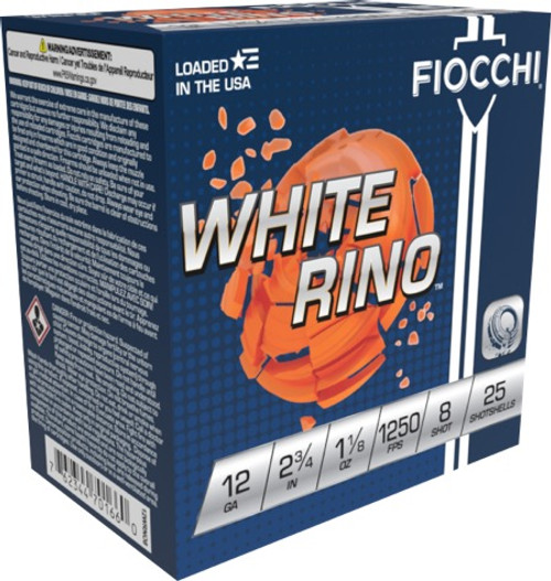FIOCCHI WHITE RHINO 12 GA 1-1/8OZ #8 1250 FPS 12WRNO8