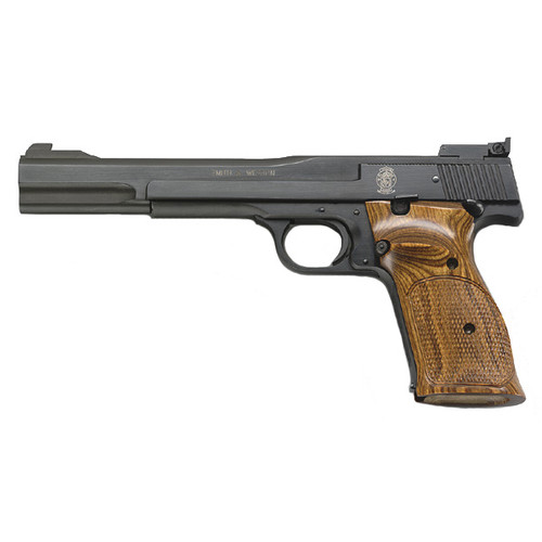 SMITH & WESSON M41 22 LR 7" BLACK, WOOD GRIPS 130512