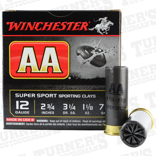 WINCHESTER AA SUPER SPORT 12 GA 3-1/4 DR 1-1/8 OZ #7.5 1300 FPS AASC127
