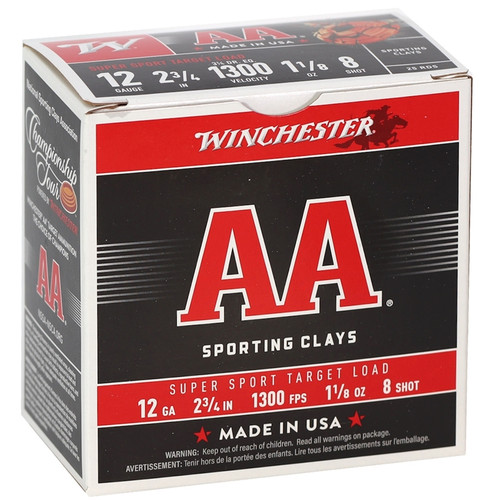 WINCHESTER AA SUPER SPORT 12 GA 3-1/4 DR 1-1/8 OZ #8 1300 FPS AASC128