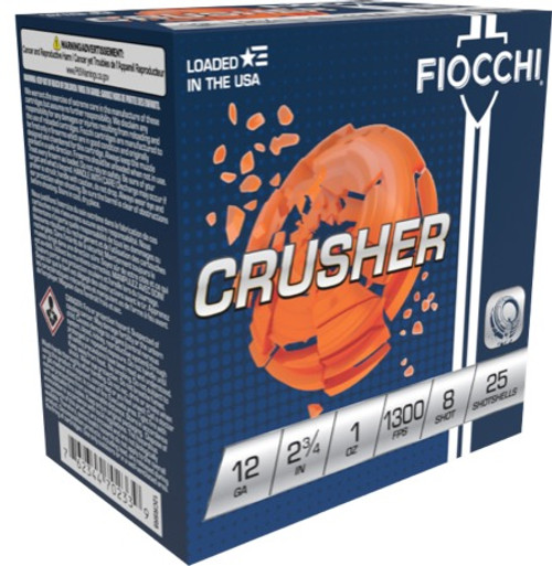 FIOCCHI CRUSHER 12 GA 1 OZ #8 1300 FPS 12CRSR8