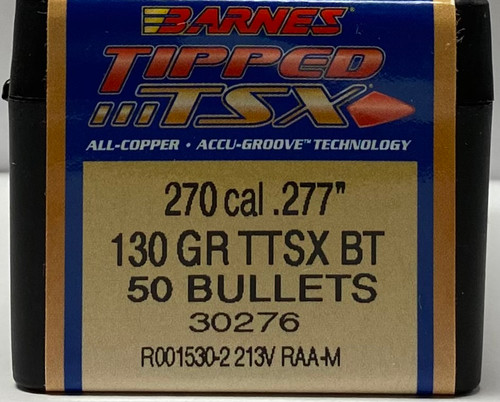 BARNES TIPPED TSX BULLETS 270 CAL 130 GR. TTSX BT BRN30276