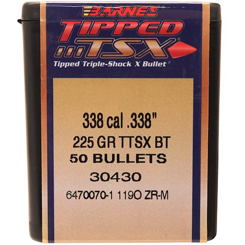 BARNES TIPPED TSX BULLETS 338 CAL. 225 GR. TTSX BT BRN30430