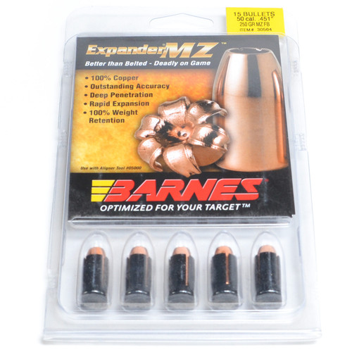 BARNES EXPANDER MZ BULLETS 50 CAL 250 GR. EXPANDER MZ FB BRN30564