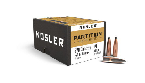 NOSLER PARTITION 270 CAL (.277) 140 GR SPITZER 50 CT NOS35200