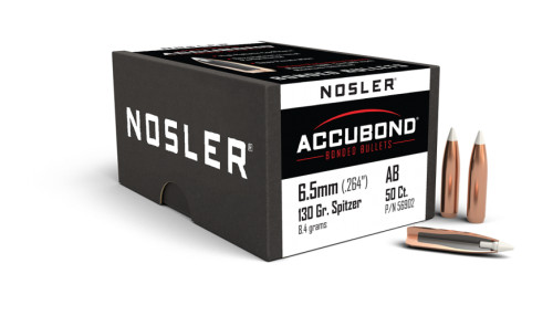 NOSLER ACCUBOND 6.5MM (.264) 130 GR SPITZER 50 CT NOS56902