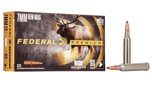 FEDERAL PREMIUM 7MM REM MAG 160 GR NOSLER PARTITION VITAL SHOK P7RF