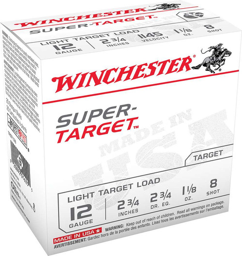 WINCHESTER SUPER TARGET 12 GA 2-3/4 DR 1-1/8 OZ #8 1145 FPS TRGT128