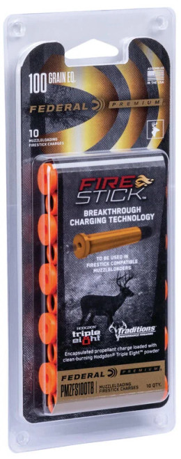 FEDERAL FIRE STICK 100 GR, 10 MUZZLELOADING FIRESTICK CHARGES PMZFS100T8