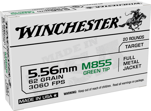 WINCHESTER 5.56MM 62 GR M855 GREEN TIP FMJ WM855K