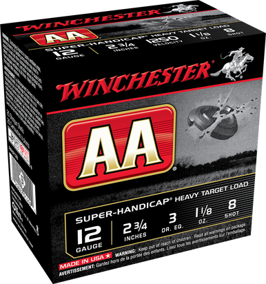 WINCHESTER AA SUPER HANDICAP 12 GA HDCP 1-1/8 OZ #8 1250 FPS