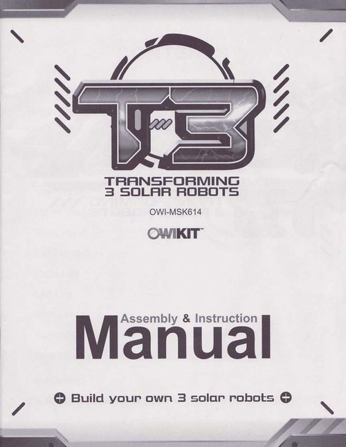 T3 Transforming Solar Robot Manual