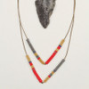 V-Tube Bead & Leather Necklace