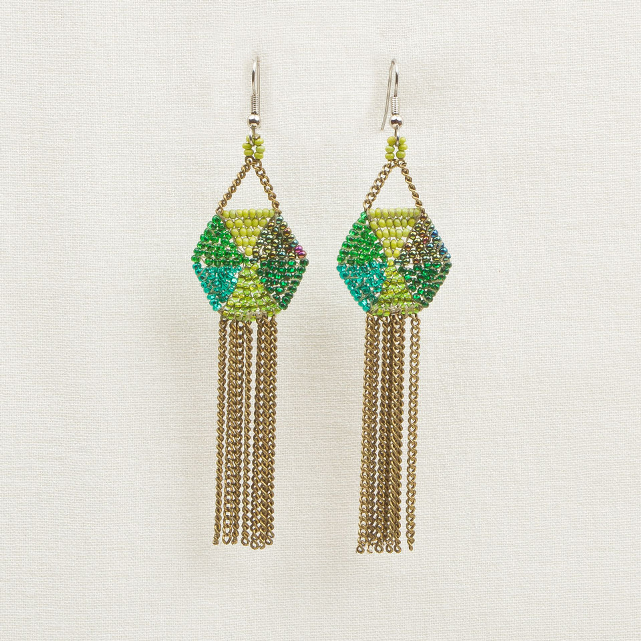 Hexagon with Chain Earrings - Altiplano Hexagon with Chain Earrings - Altiplano