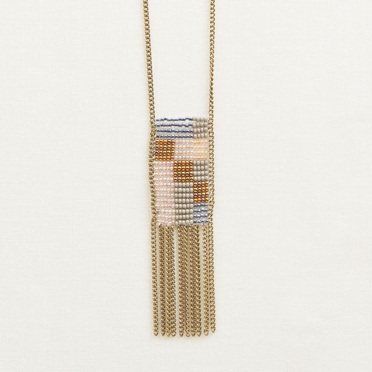 Graphic Necklace with Chain Fringe