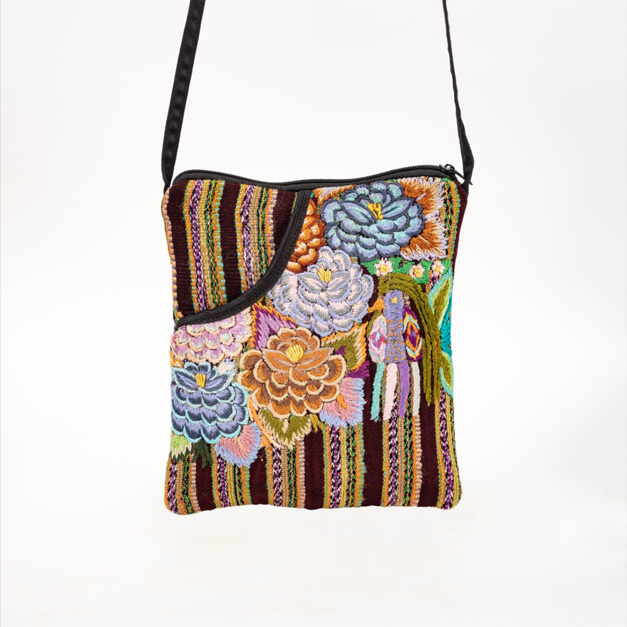 Fair Trade Recycled Guatemalan Huipile Purse Blues at Lucia's World Emporium