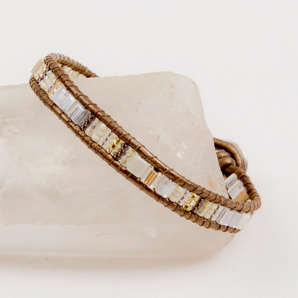 Guatemalan Handmade Bracelet Miyuke Bead & Leather | Handmade Fair