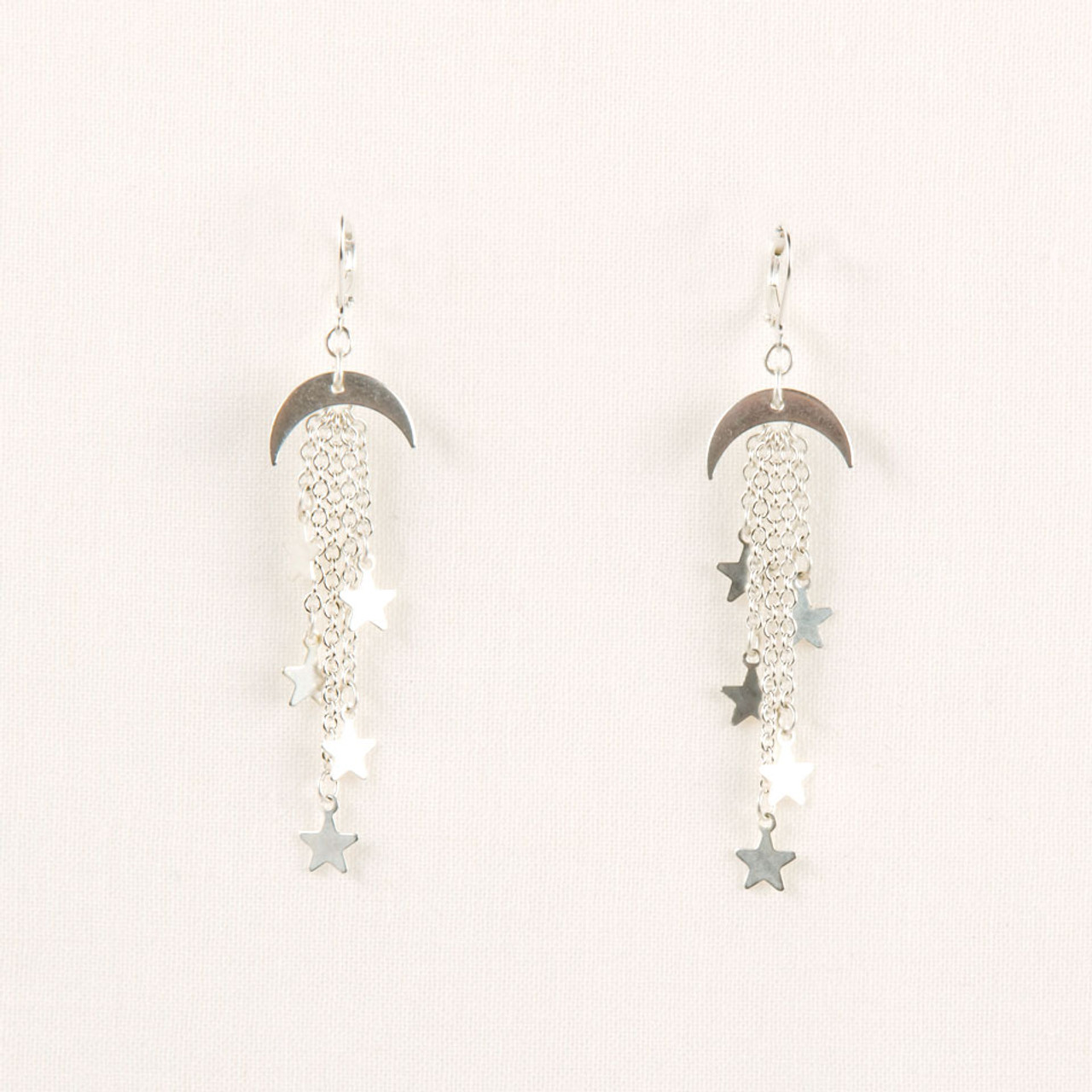 Star and moon dangle on sale earrings