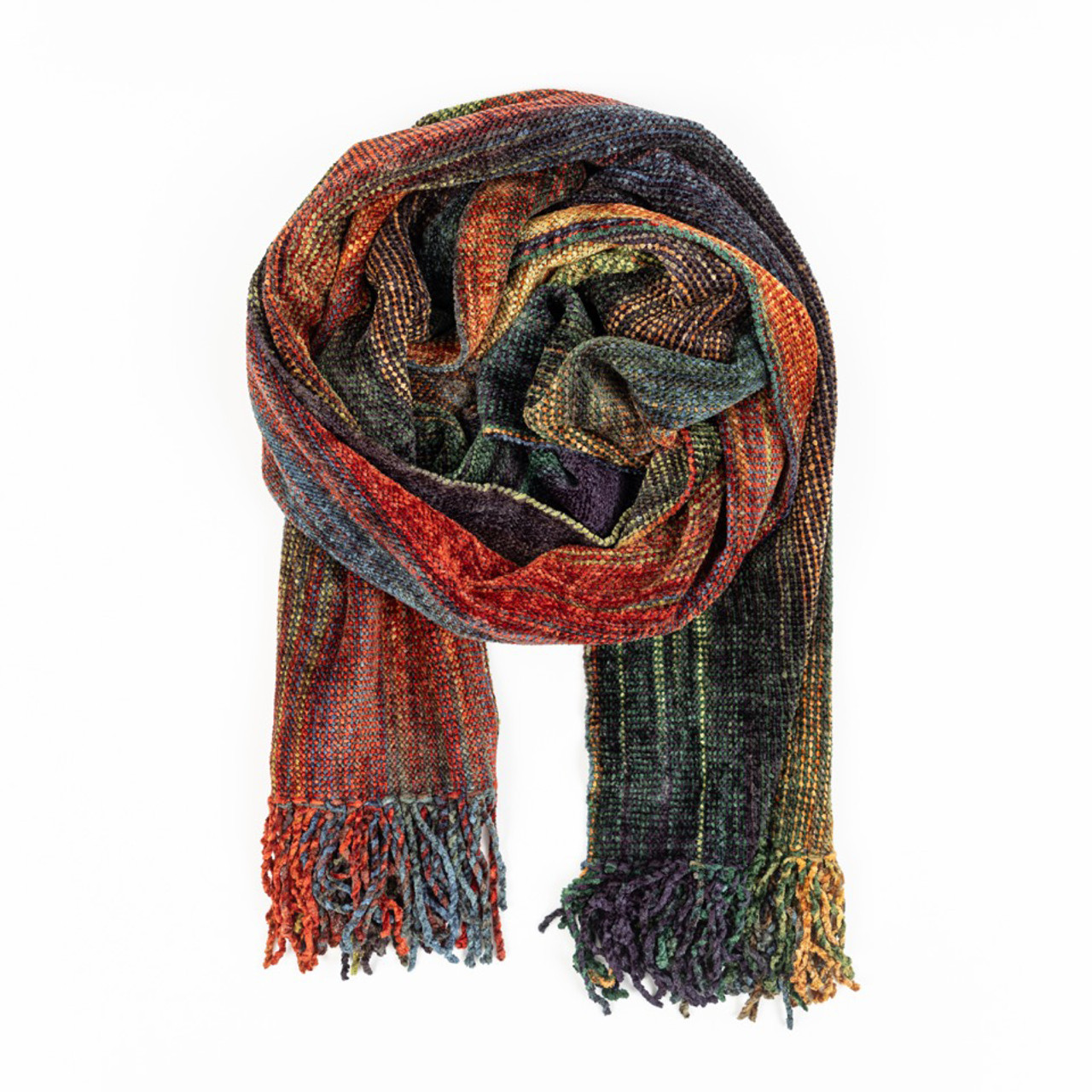 Guatemalan Handwoven Striped Bamboo Chenille Infinity Scarf, Handmade Fair  Trade Clothing