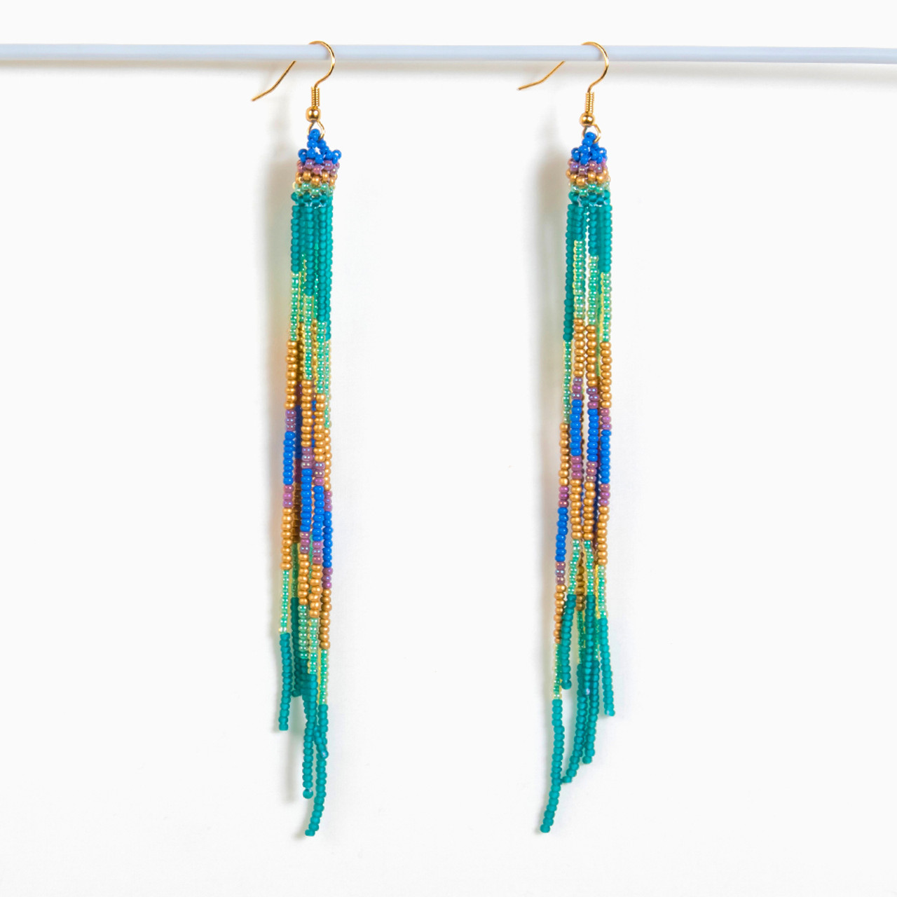 Guatemalan Ombre Beaded Fringe Earring, Handmade Fair Trade Products