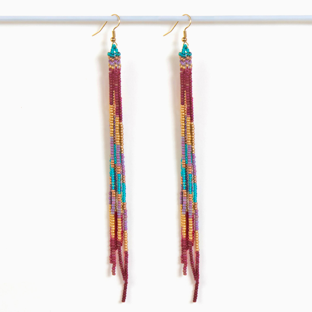 Guatemalan Ombre Beaded Fringe Earring, Handmade Fair Trade Products