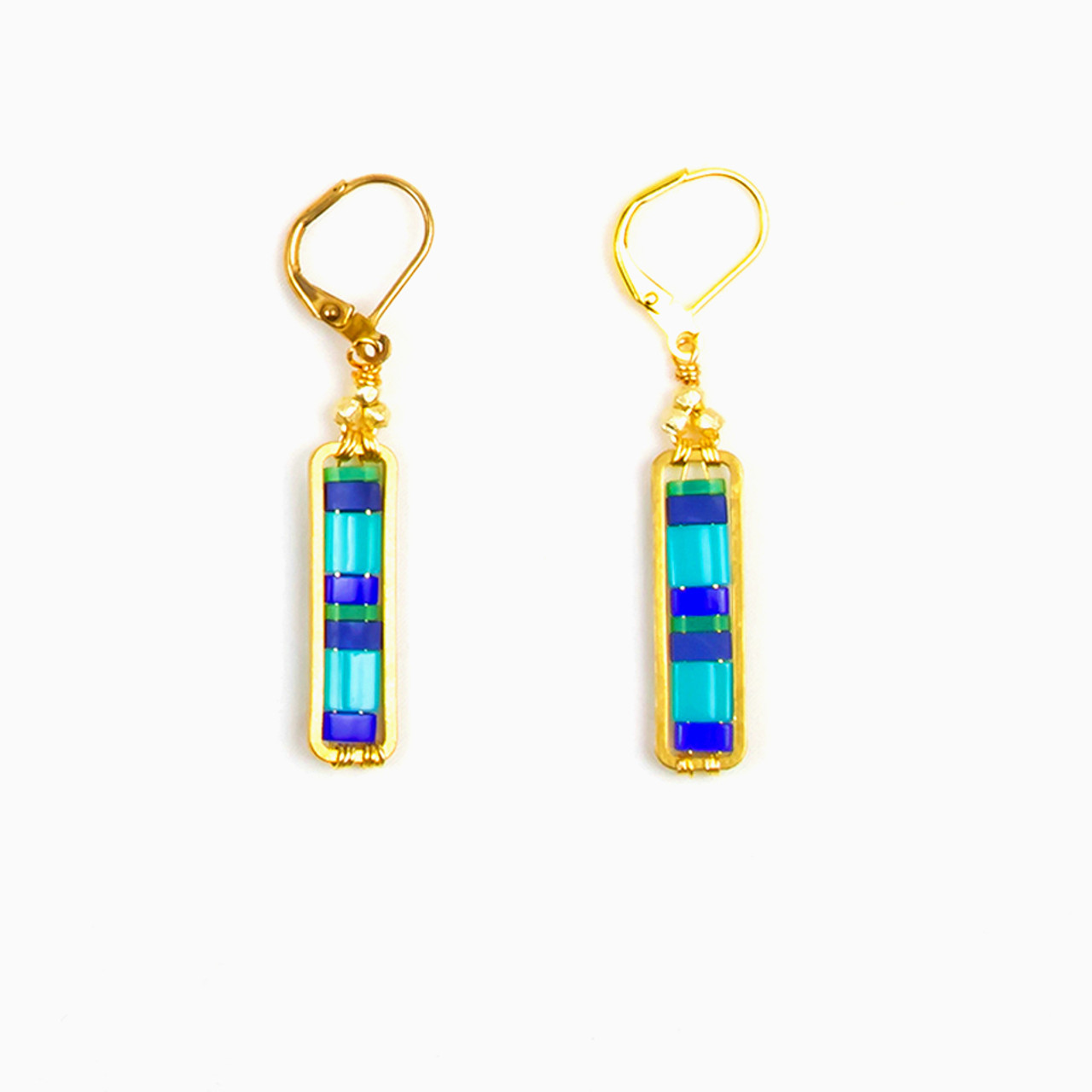小物 miyuki Guatemalan Miyuki Colorblock Dangle Earrings | Handmade Fair