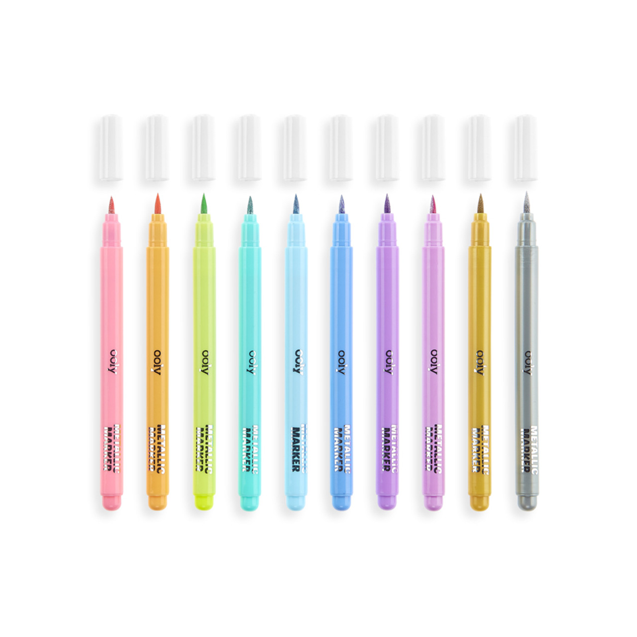 Ooly Color Lustre Metallic Brush Markers Set of 10