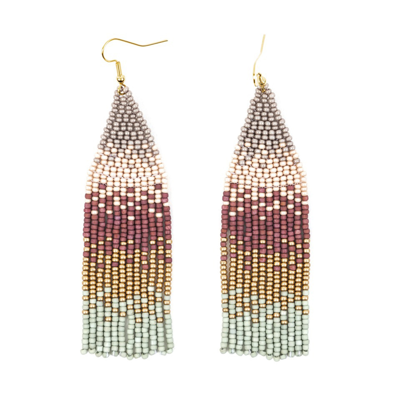 Guatemalan Ombre Beaded Fringe Earring, Handmade Fair Trade Products