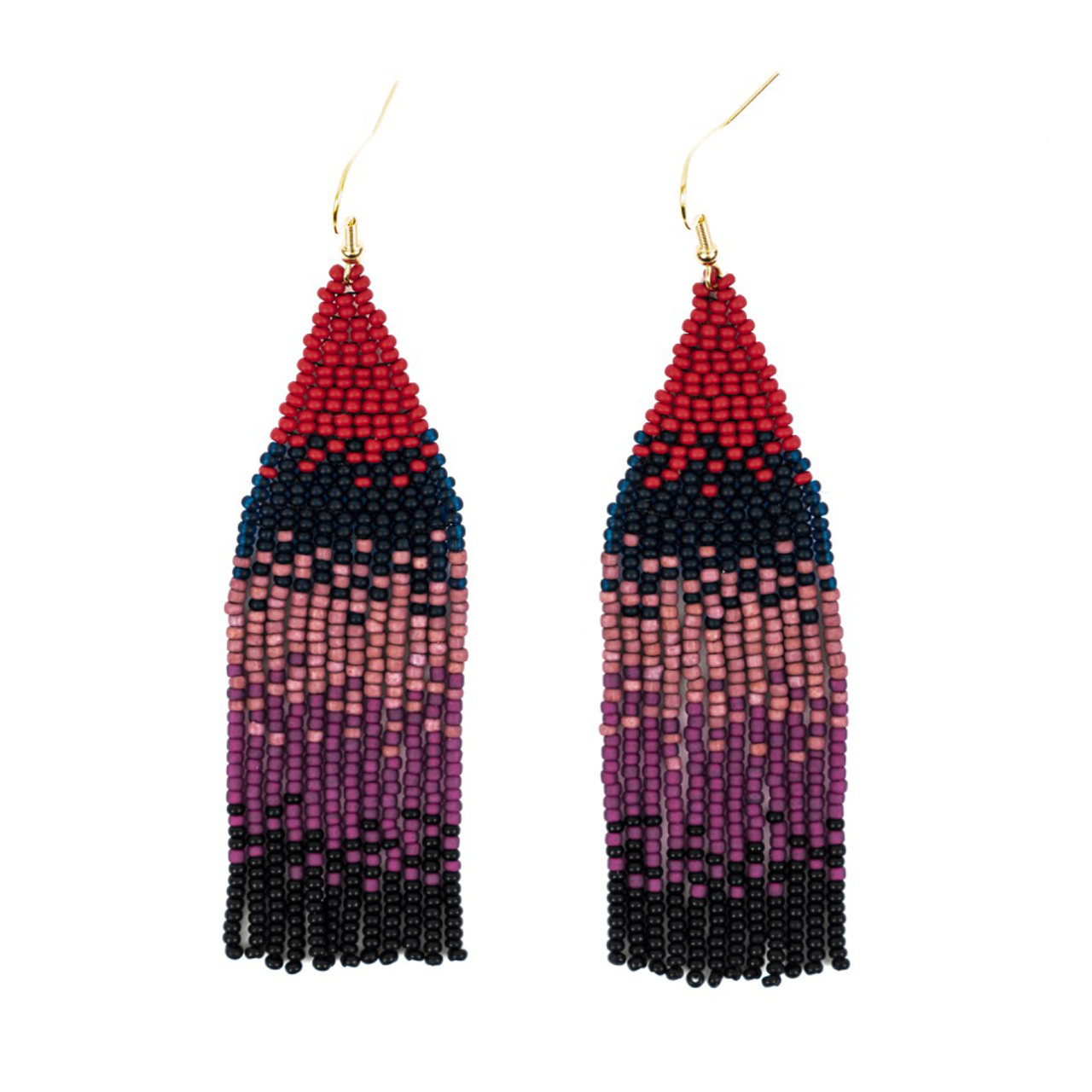 Guatemalan Ombre Beaded Fringe Earring, Handmade Fair Trade Products