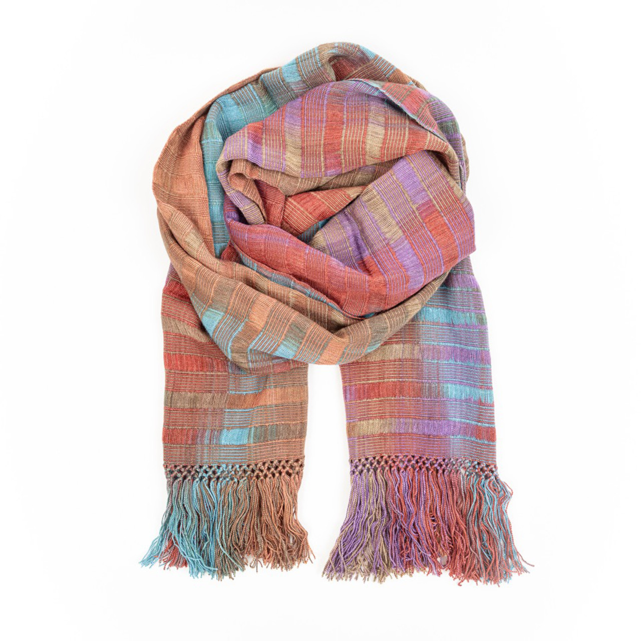 Handwoven Striped Bamboo Chenille Infinity Scarf