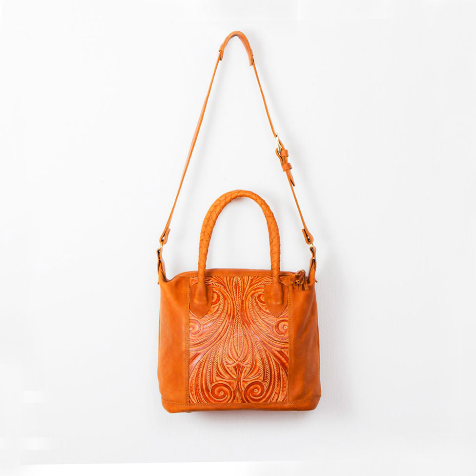 Guatemalan Tooled Leather Day Bag Handmade Fair Trade Products Altiplano