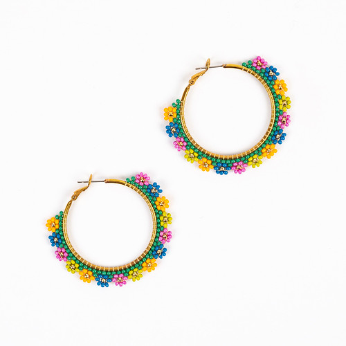 Large Daisy Hoop Earrings