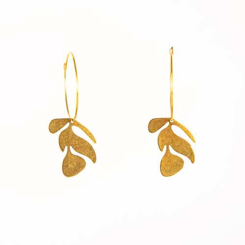 Brass Flower Hoop Earrings