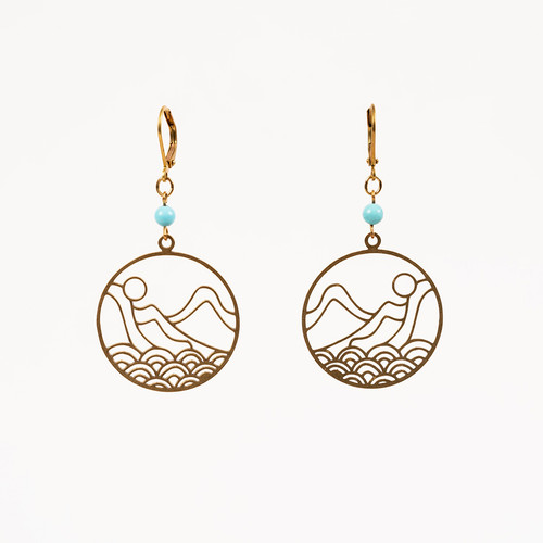 Handmade Brass Mountain Waves Earrings