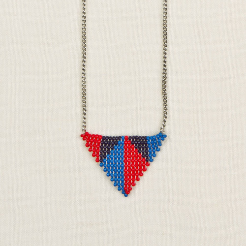 Beaded Triangle Spike Necklace