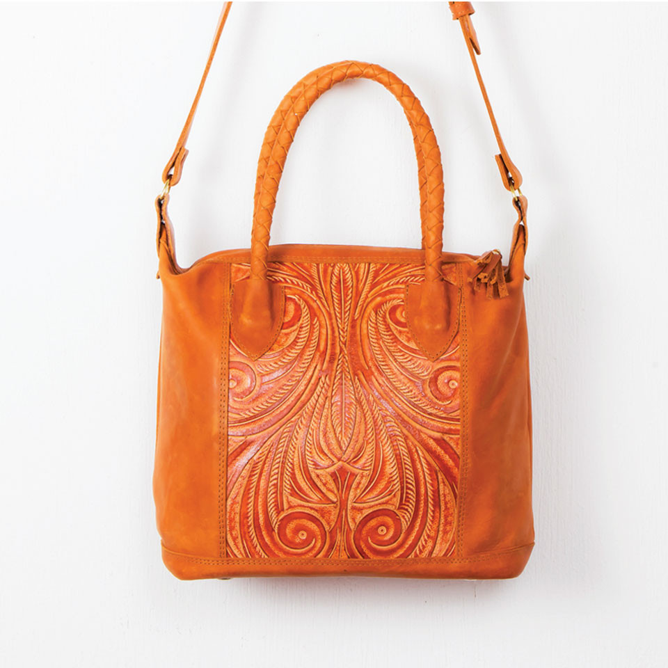Guatemalan Tooled Leather Day Bag Handmade Fair Trade Products Altiplano
