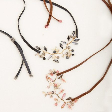 Bead and Leather Flower Headband