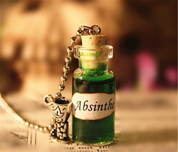 Absinthe bottle necklace