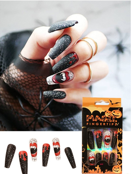 Vampire Fang Fake Nails
