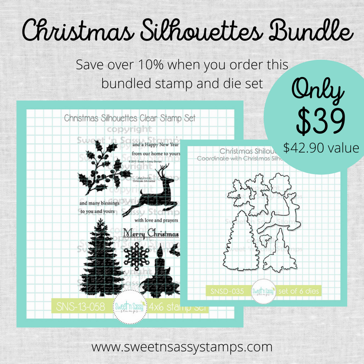 Christmas Silhouettes Stamp & Die Bundle - Sweet 'n Sassy Stamps, LLC