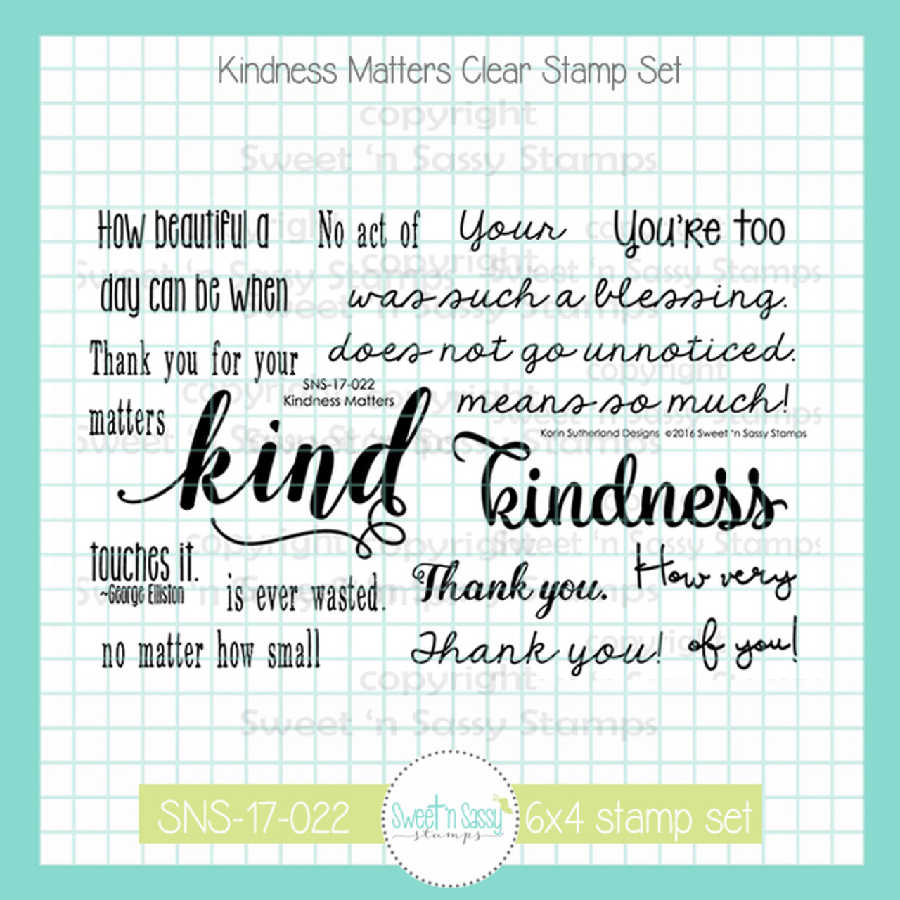 Kindness Matters Clear Stamp Set - Sweet 'n Sassy Stamps