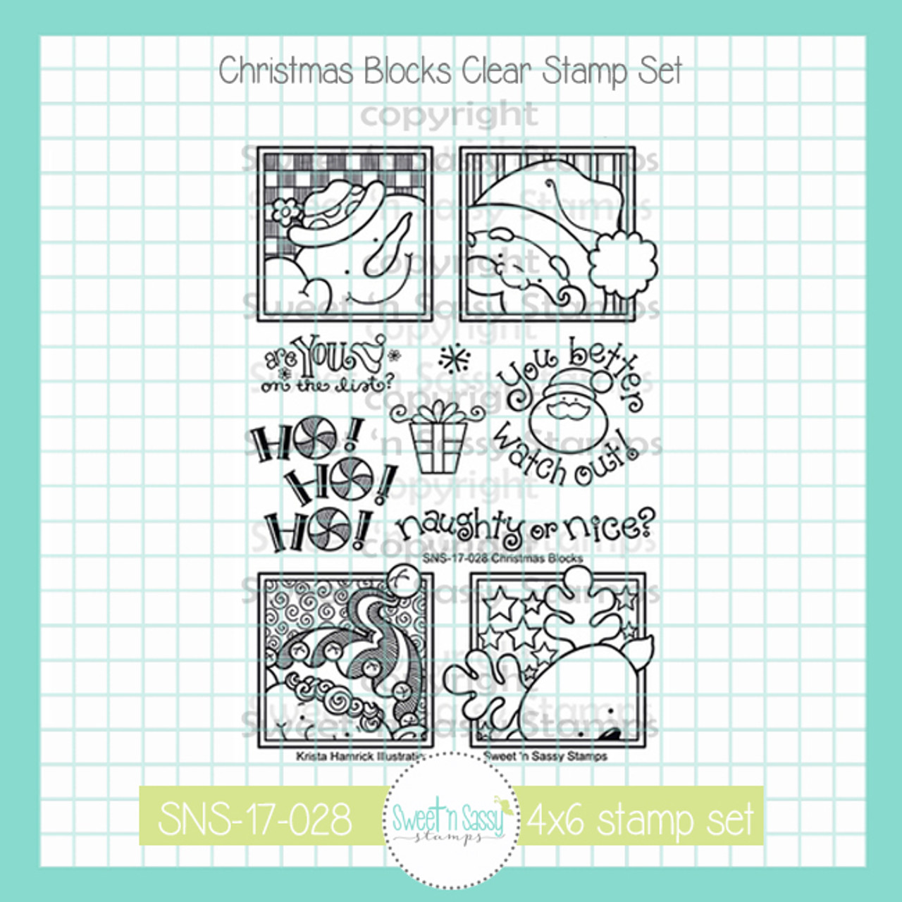 9 Festive Holiday Inchie Clear Stamps, Plus Stamp Block / Inkadinkado –