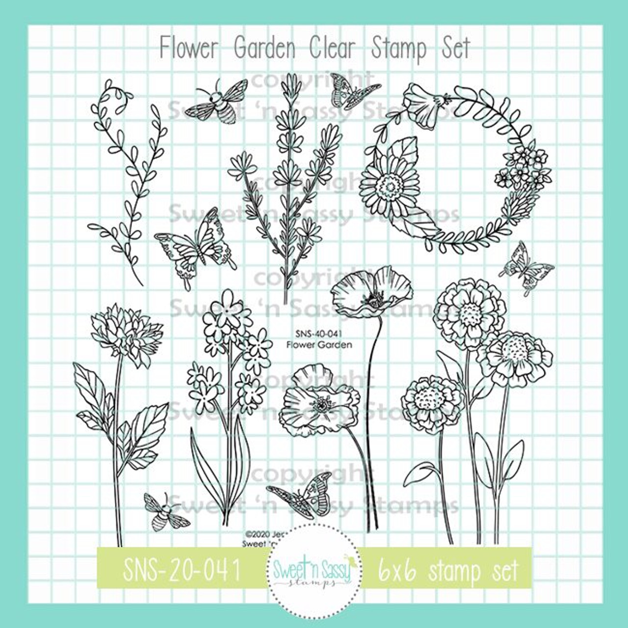 Scribble Flowers Clear Stamp Set - Sweet 'n Sassy Stamps, LLC