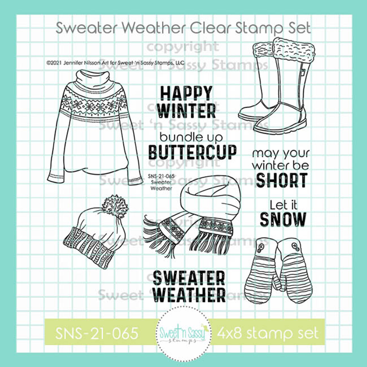 Sweater Weather Clear Stamp Set - Sweet 'n Sassy Stamps, LLC