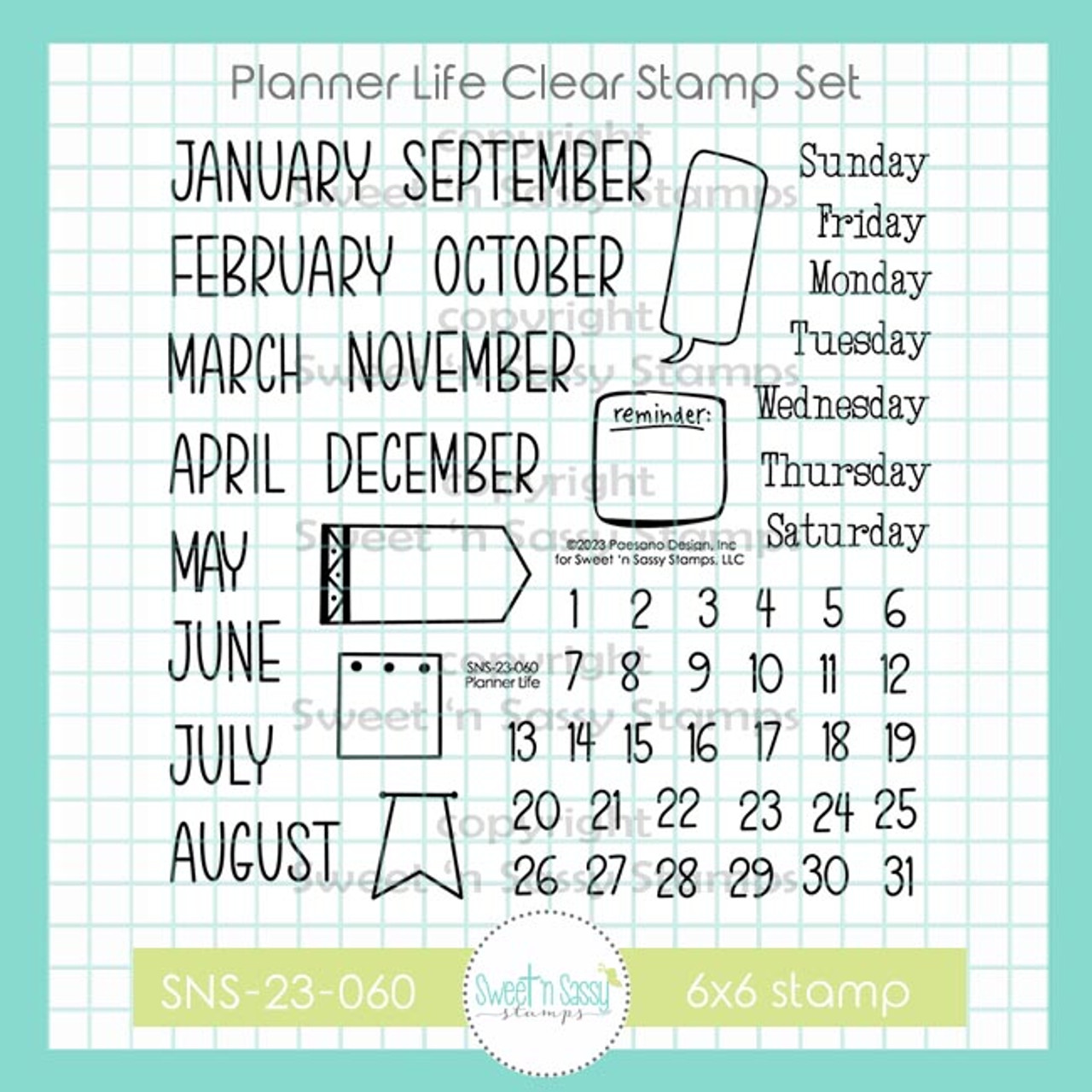 Park Lane Paperie Clear Stamp Set 15 pk Clear Stamps - Life Logs - Meal  Plan to Do Today Daily Log Monthly Log Weekly Goals