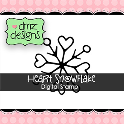 Heart Snowflake Digital Stamp