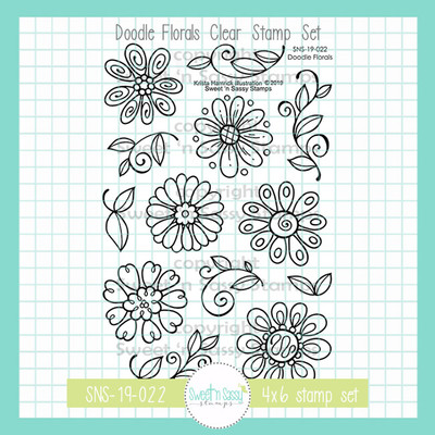 Doodle Florals Clear Stamp Set