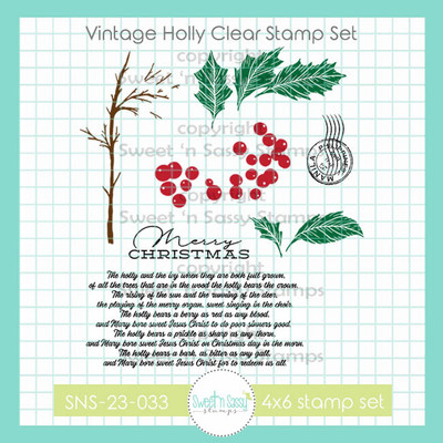 Vintage Holly Clear Stamp Set