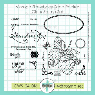 Vintage Strawberry Seed Packet Clear Stamp Set