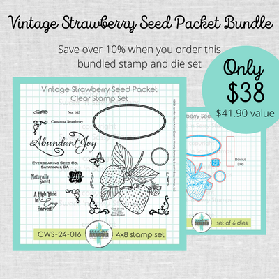Vintage Strawberry Seed Packet Stamp & Die Bundle